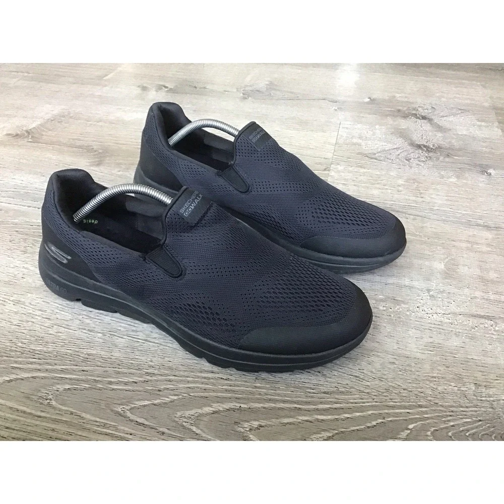 Skechers Shoes Mens 12 Ultra Go GOwalk 5 Quadplex Slip On Sneakers 216039 Black